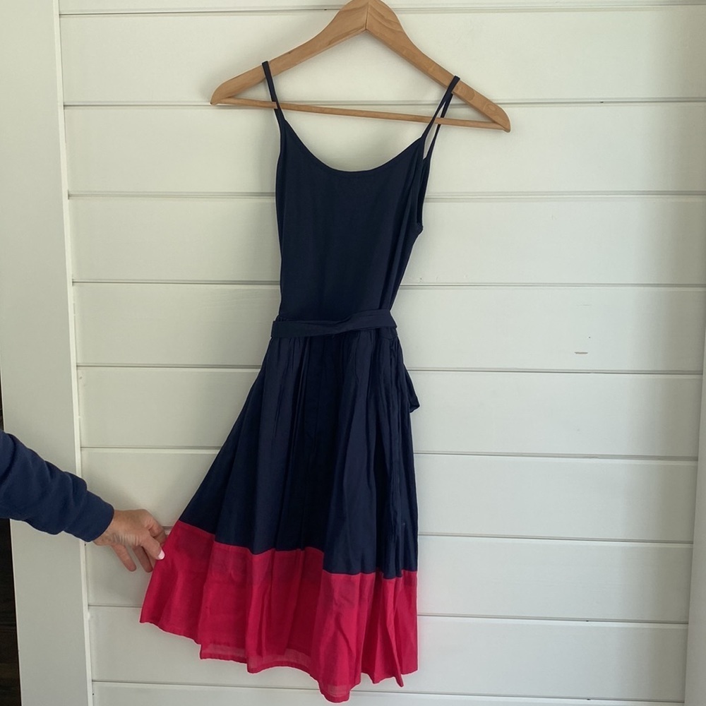 NWT French Connection | Navy Blue Dress with Pink Detailing - Picture 4 of 7